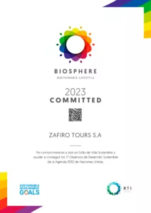 Certificado Biosphere Committed - Zafiro Tours